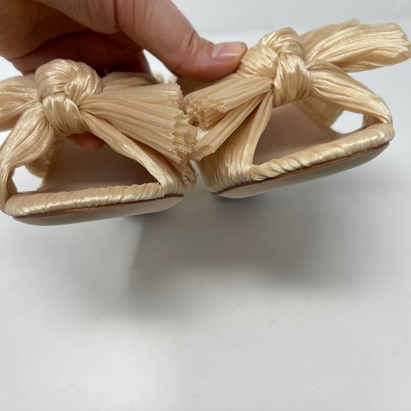 NWB Loeffler Randall Women's Almond Cream Penny Pleated Bow Slide Sandal 6.5 - Picture 7 of 12
